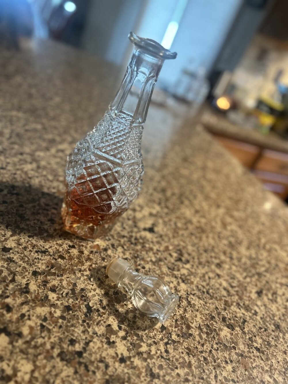 Vintage Carved Glass Wine Decantor - Picture 3 of 3